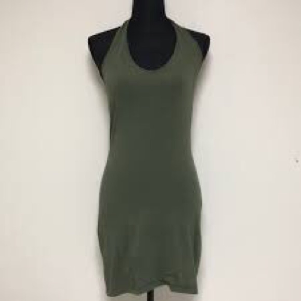 Olive green halter mini dress - Picture 2 of 7